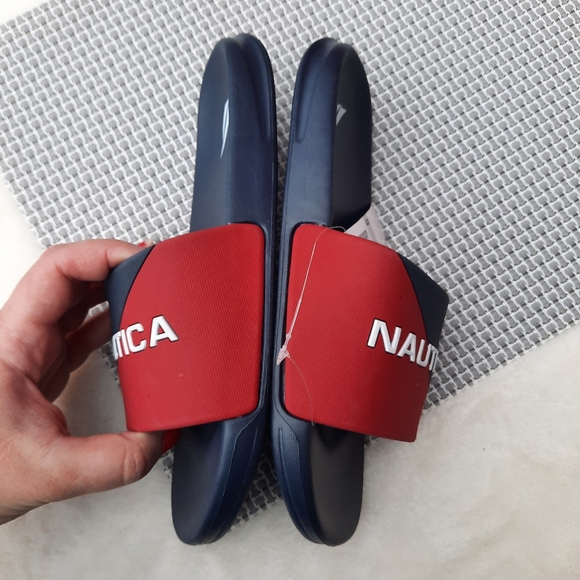 Nautica Spellout Logo Embossed Color Block Pool Slides Sandal Vacation 6 NEW - Picture 4 of 10